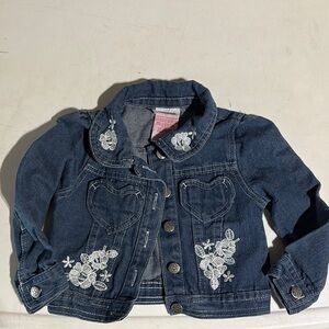 Nannette Blue and White Jean Jacket with Embroidery